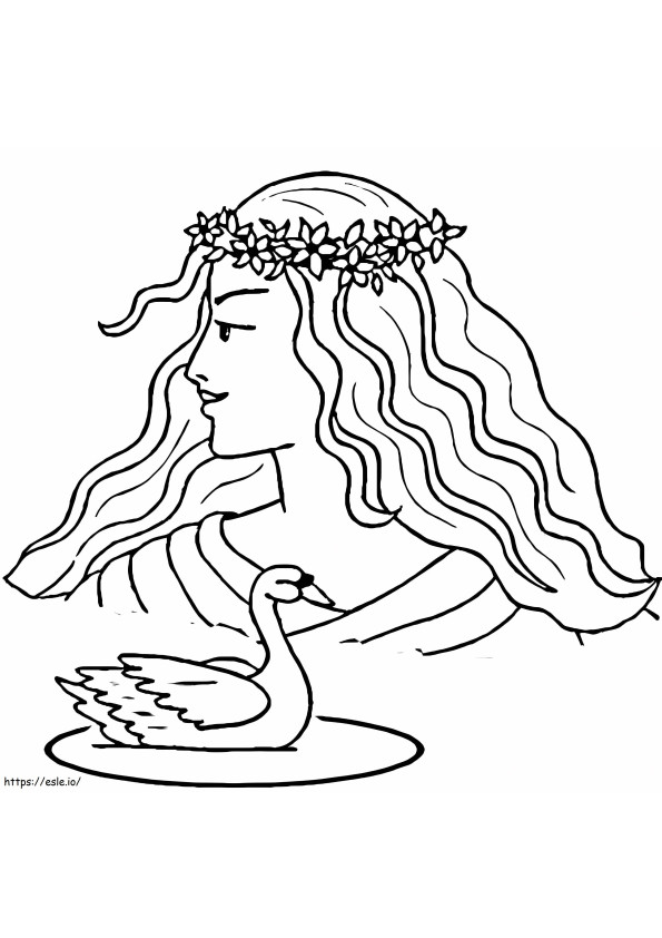 Swan And Lady coloring page