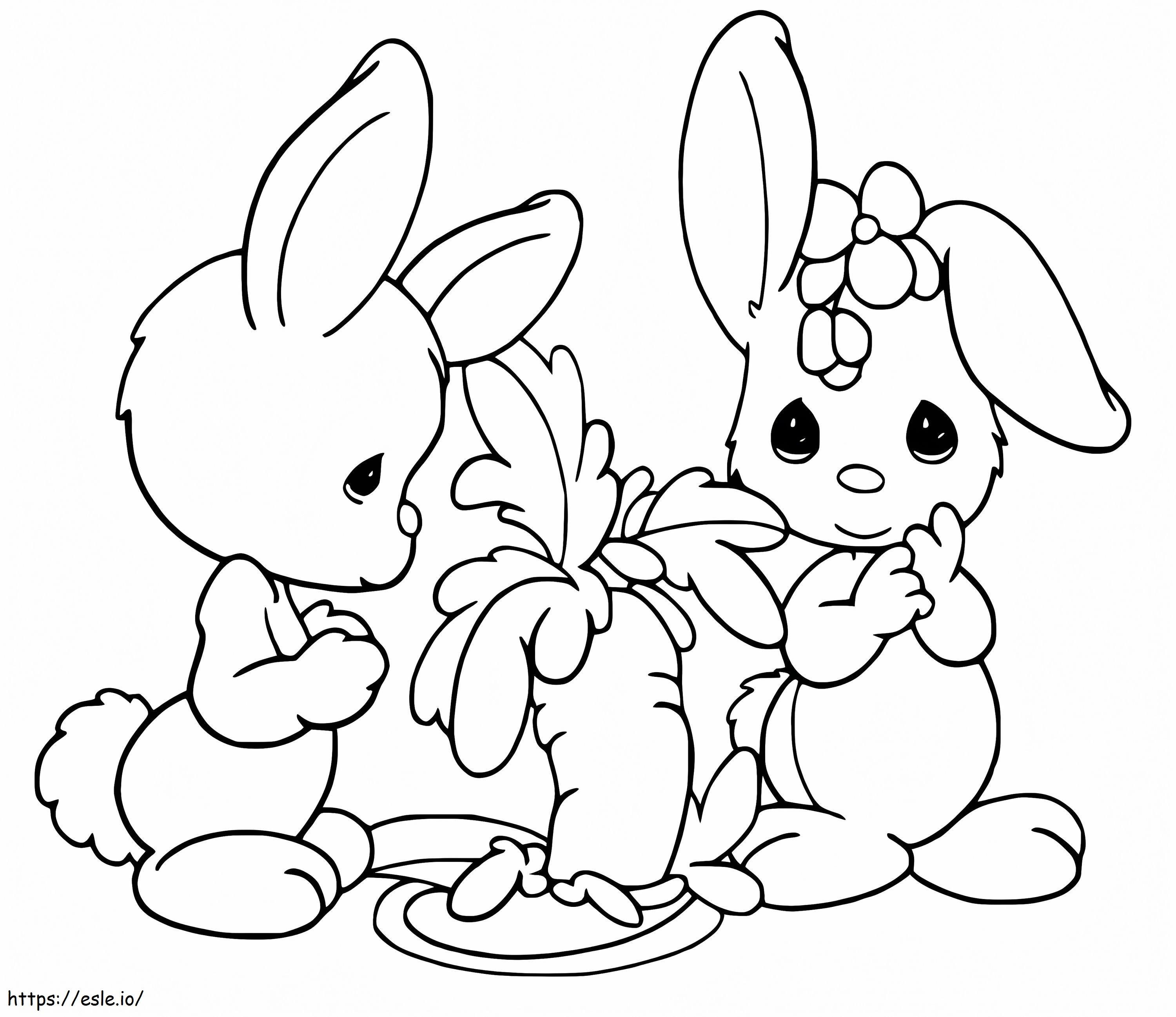 かわいいウサギのカップル ぬりえ - 塗り絵