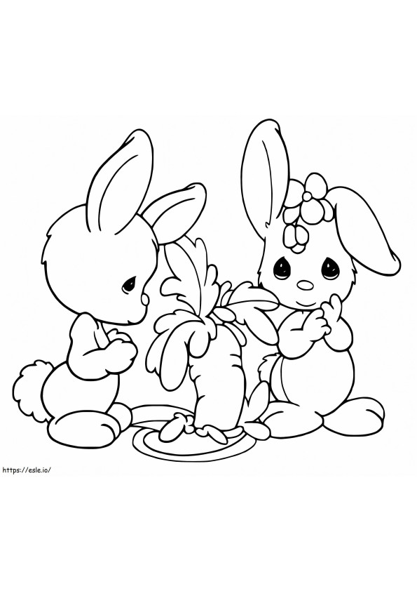 かわいいウサギのカップル ぬりえ - 塗り絵