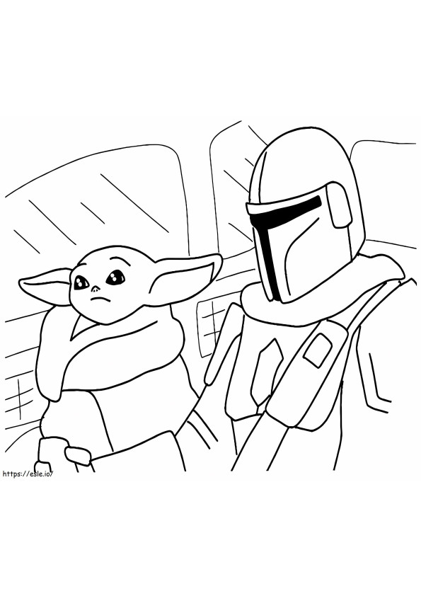 The Mandalorian And Baby Yoda coloring page
