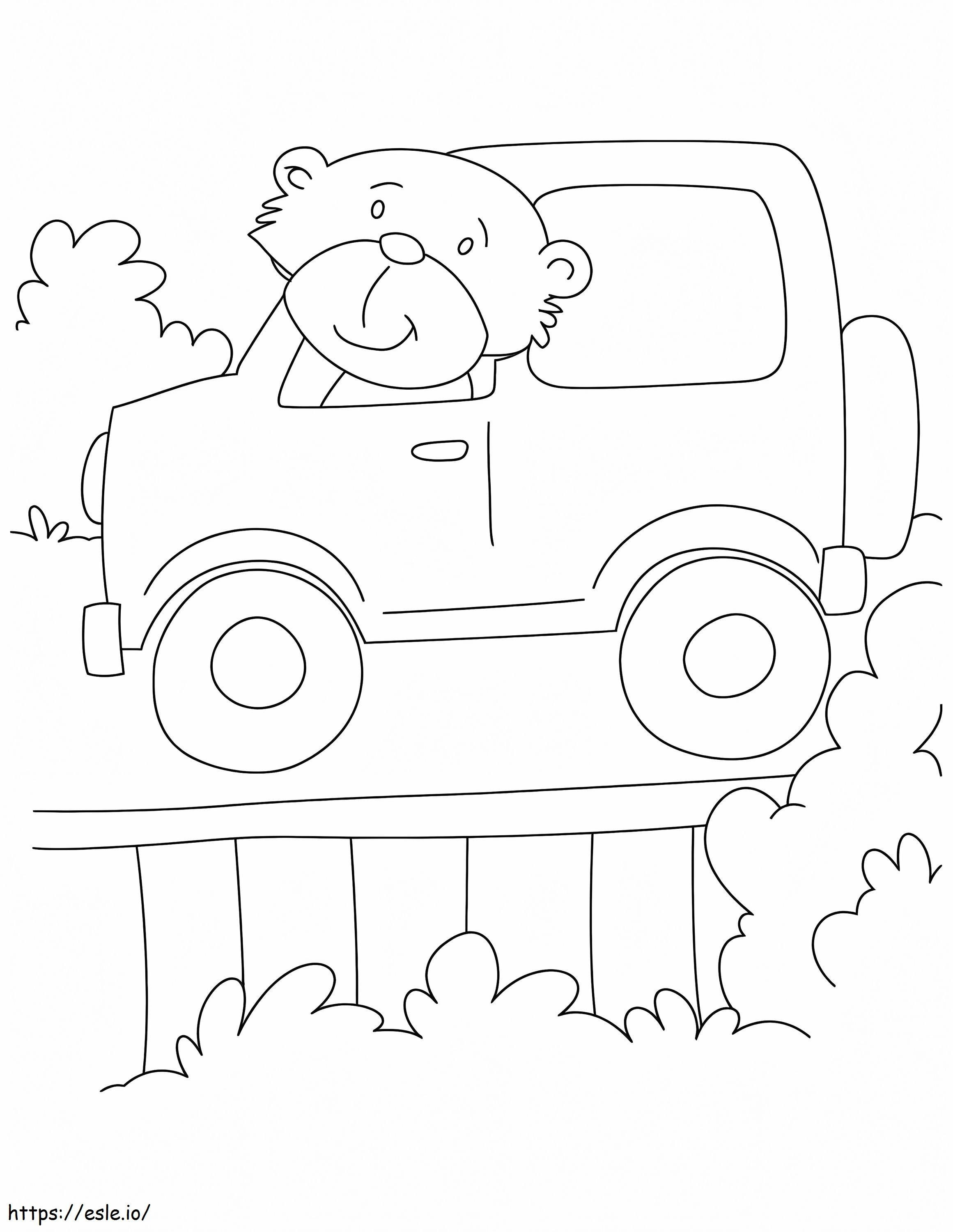 Bear Driving Jeep värityskuva