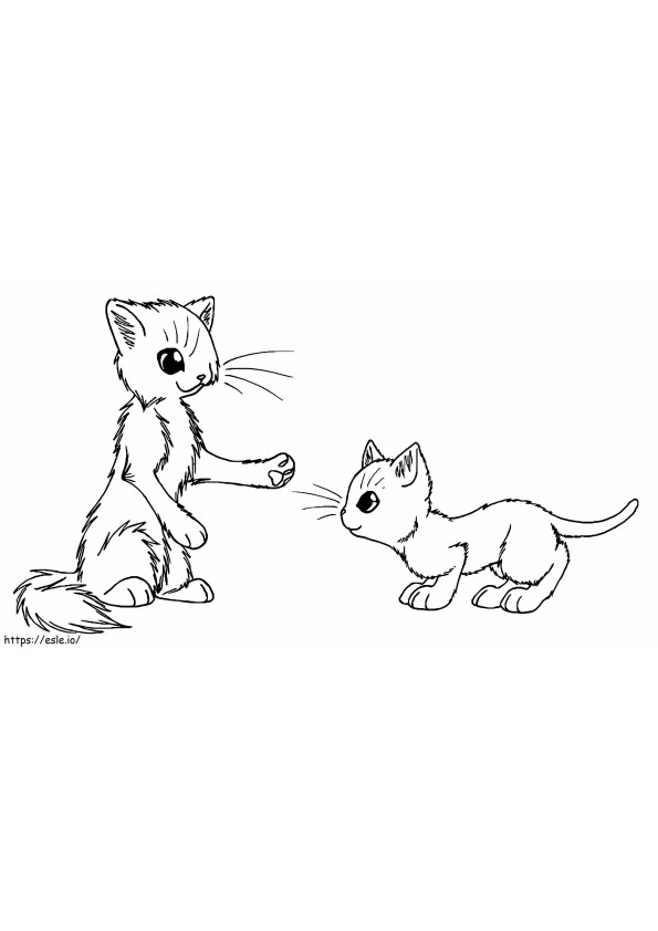Due piccoli gatti guerrieri da colorare