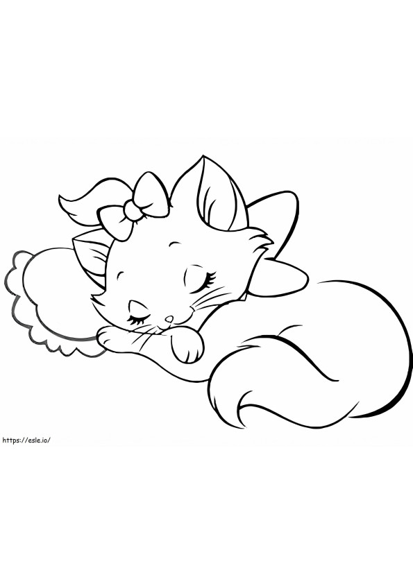 眠るマリー猫 ぬりえ - 塗り絵