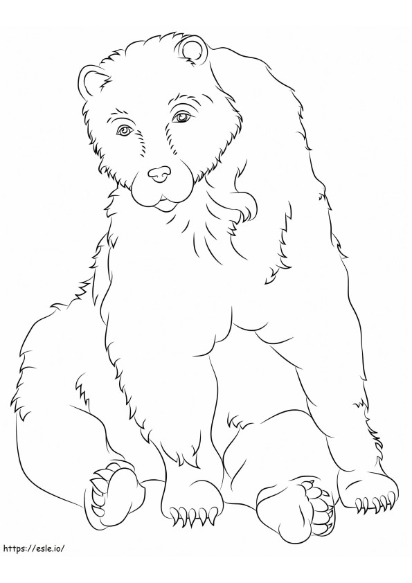 oso pardo sentado para colorear