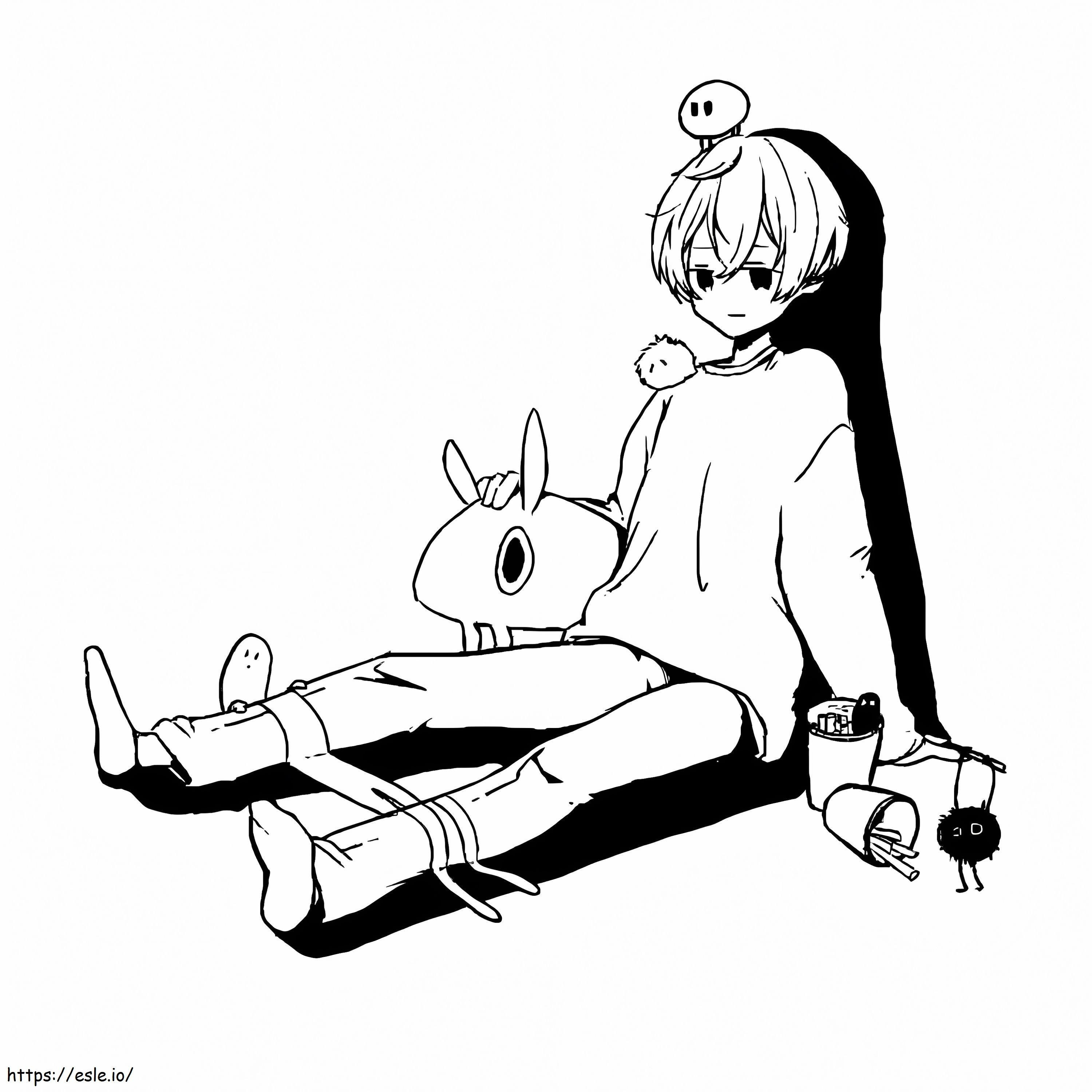 Trauriger Anime-Junge ausmalbilder