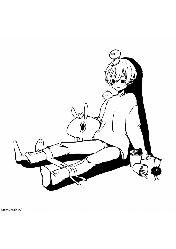 Smutny chłopak z anime kolorowanka
