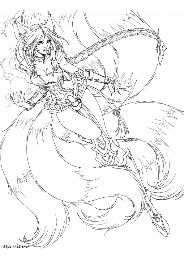 Ahri A4 coloring page