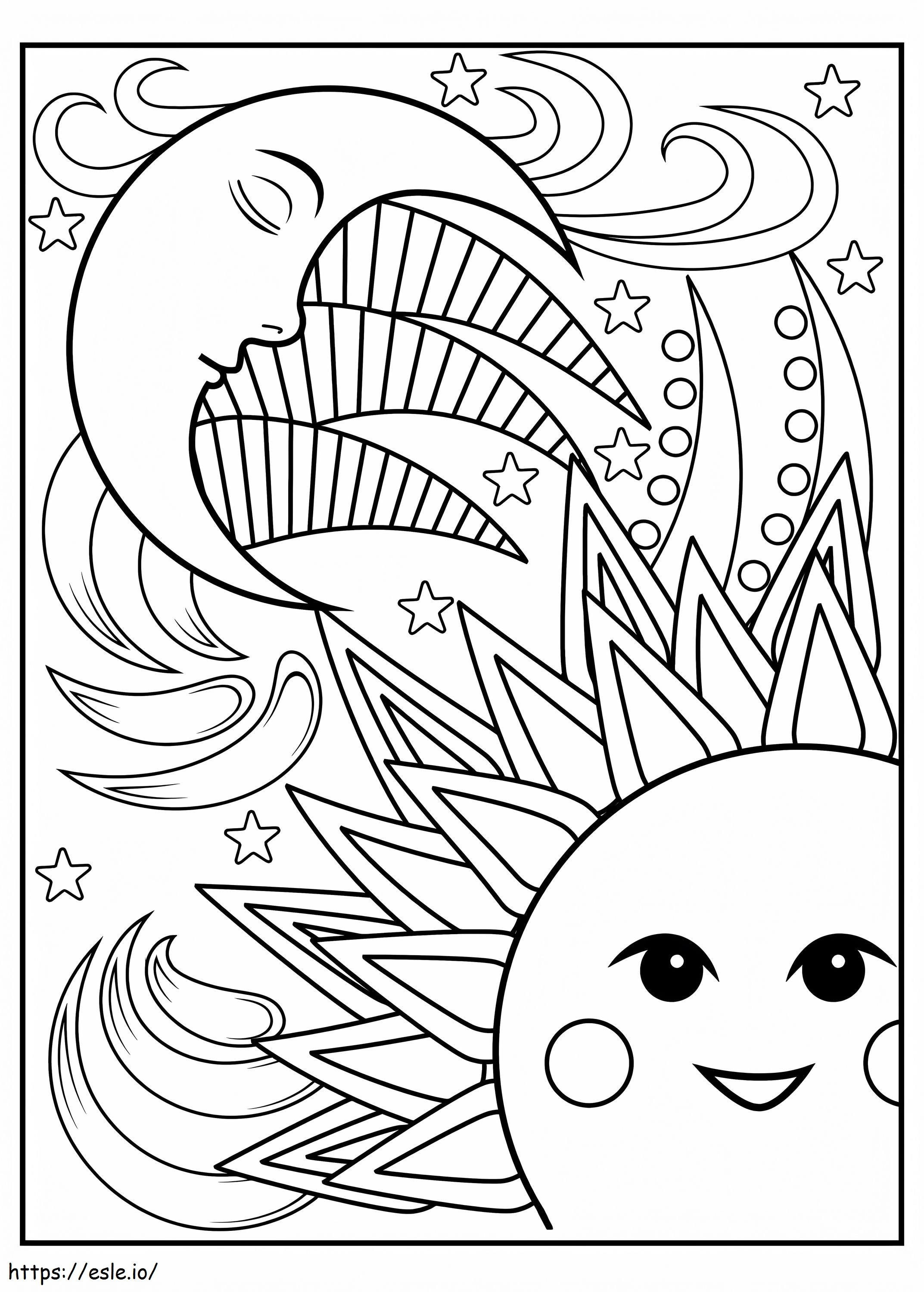 Coloriage Le soleil et la lune sont réservés aux adultes à imprimer dessin
