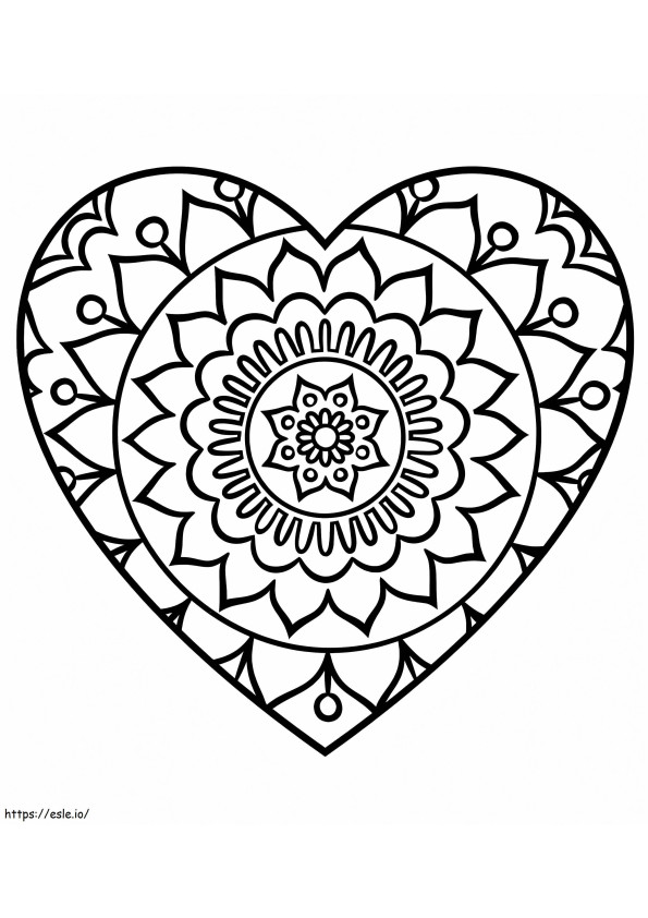 Einfache Herz-Mandala-Malseite ausmalbilder