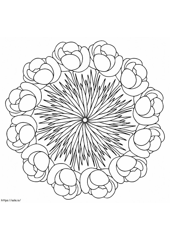 Coloriage Mandala de pivoines à imprimer dessin