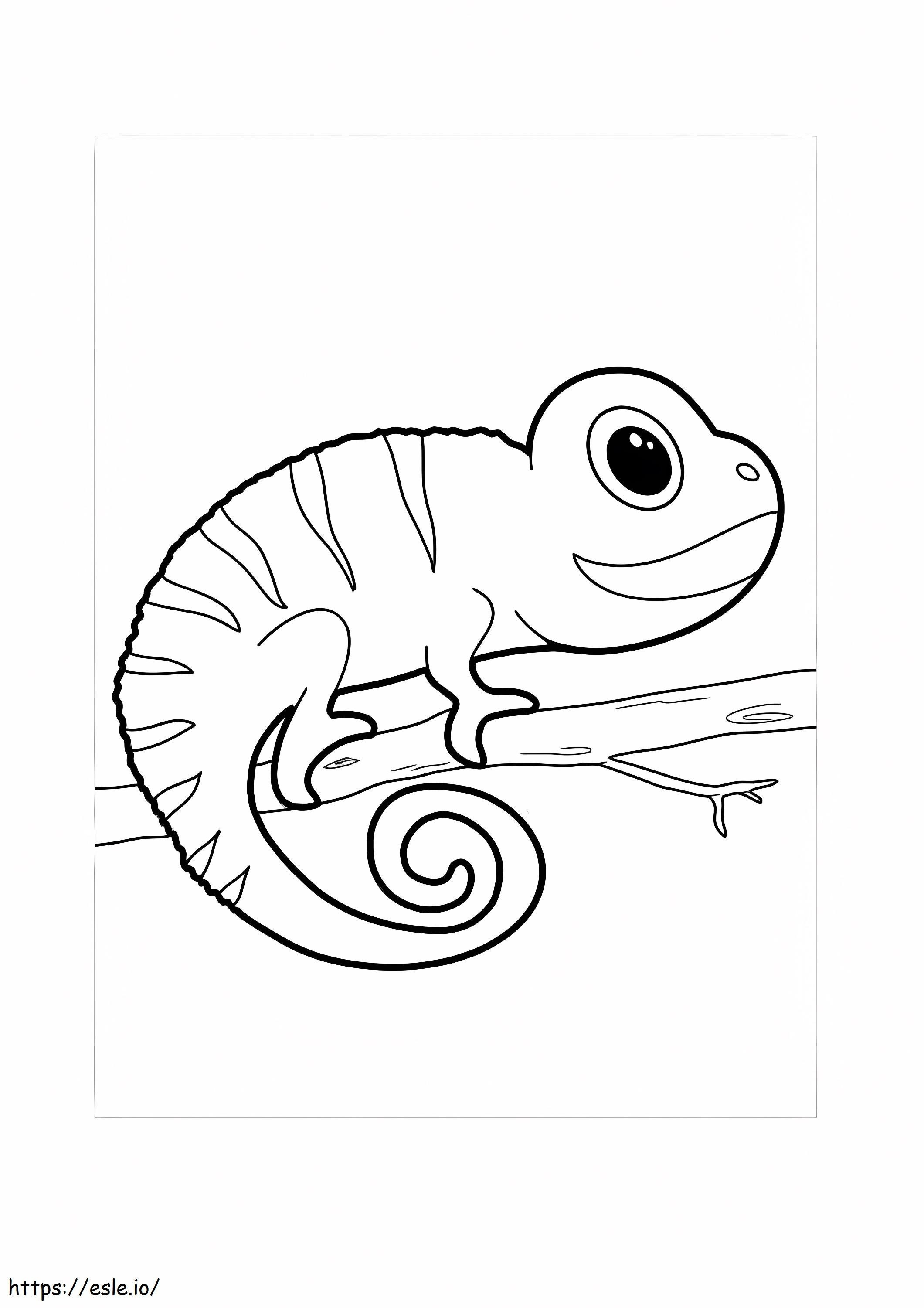 Baby Chameleon On Tree Branch coloring page