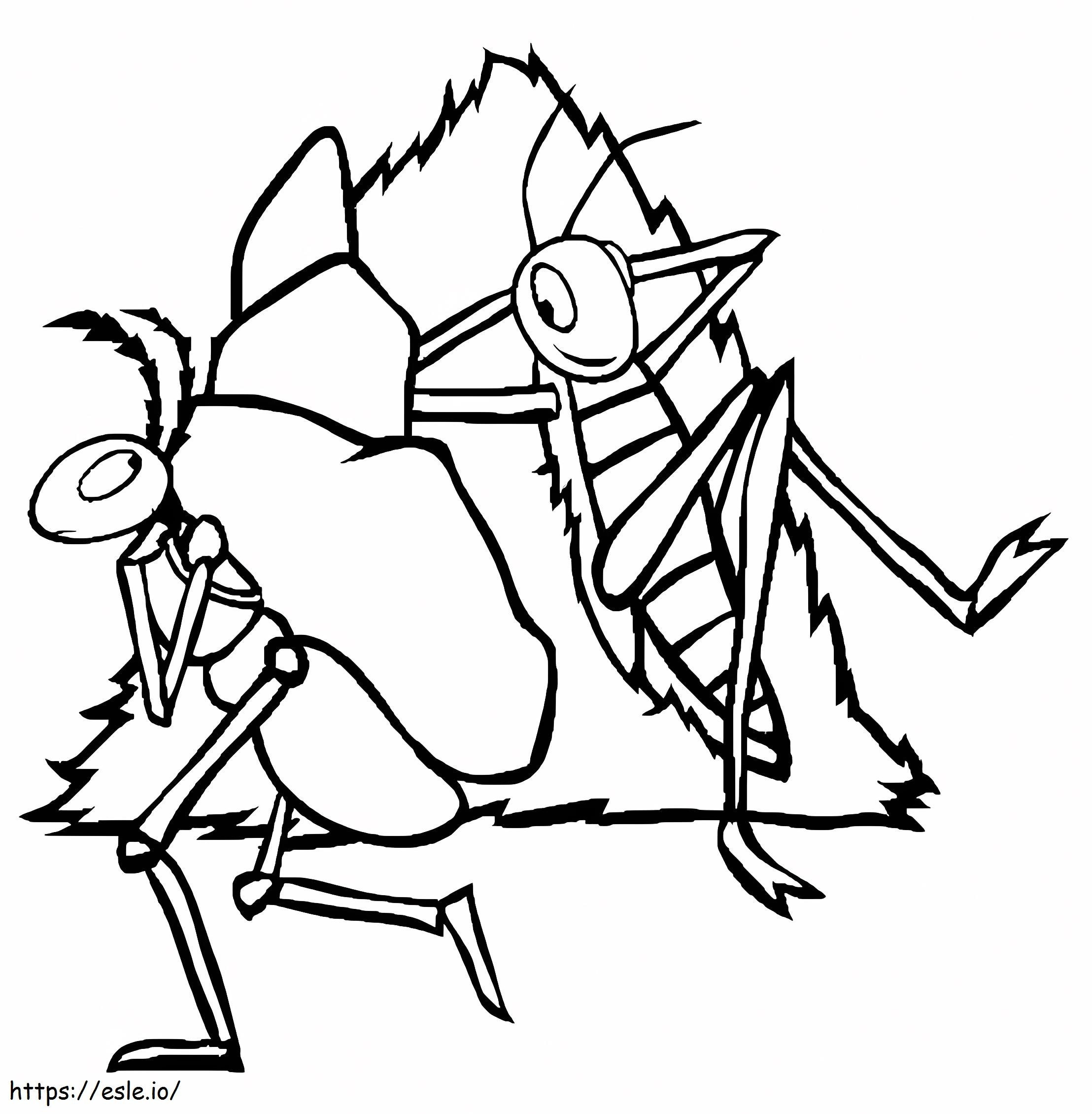 Coloriage fourmi et sauterelle à imprimer dessin