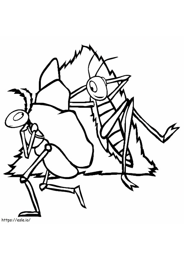 La hormiga y el saltamonte para colorear