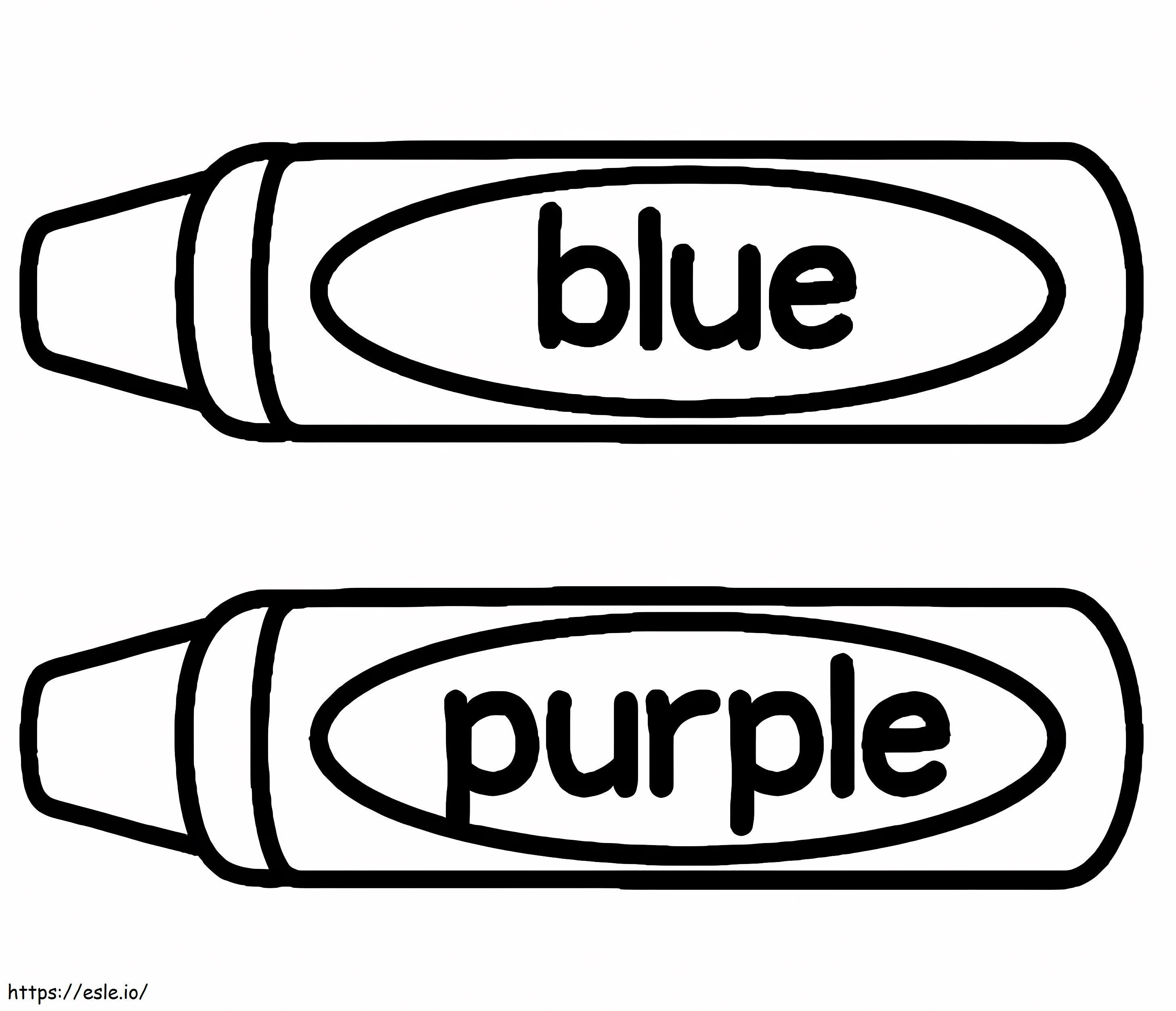 Lápis de cera azuis e roxos para colorir