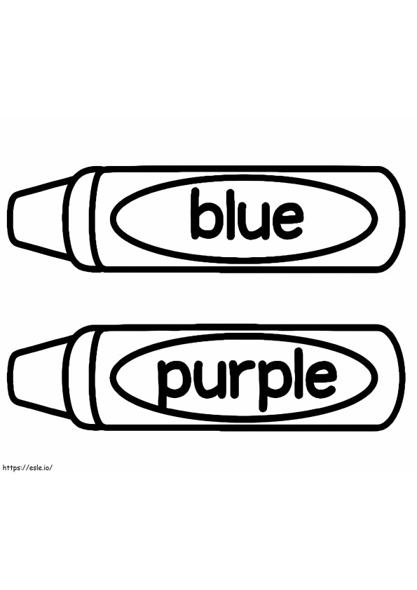 青と紫のクレヨン ぬりえ - 塗り絵