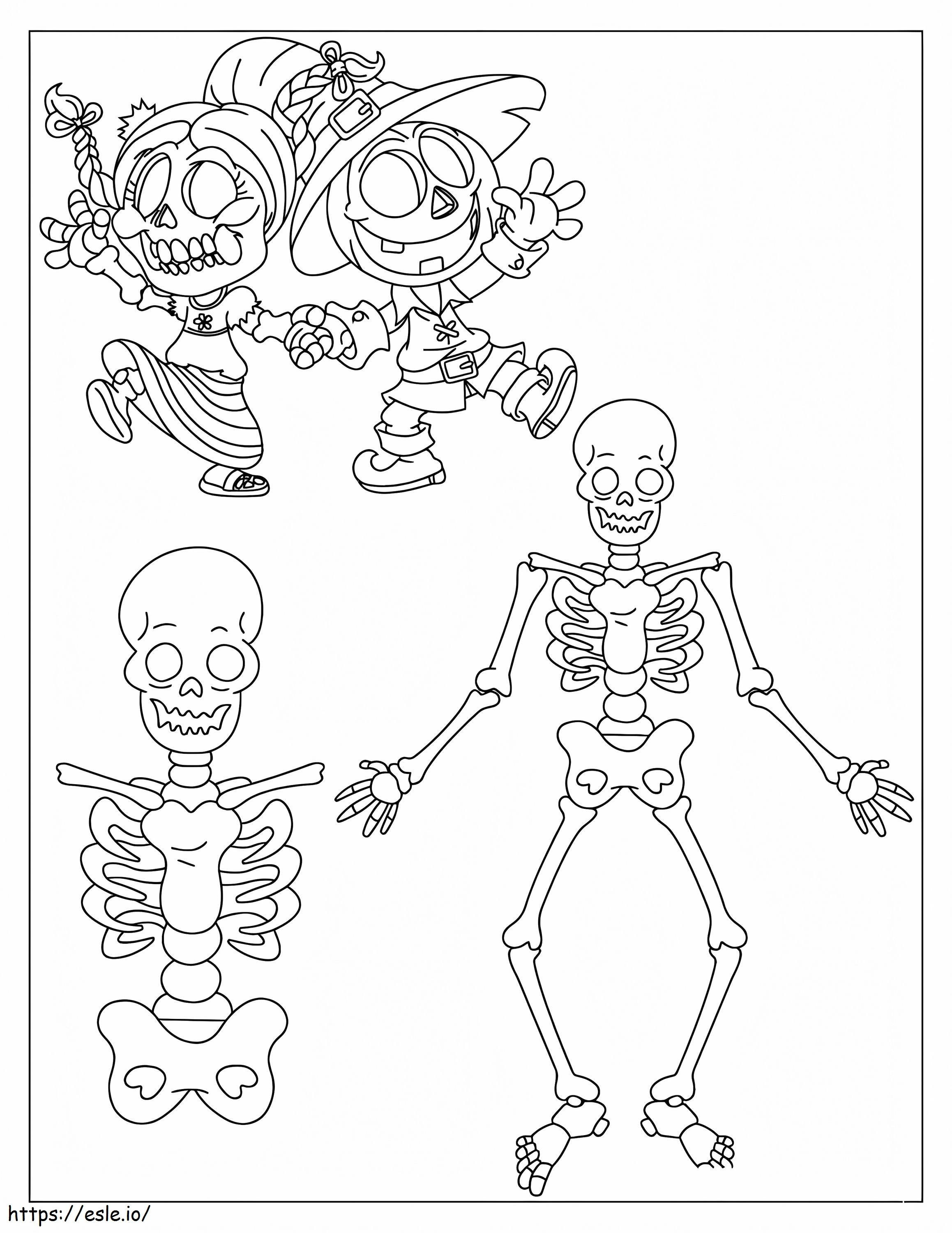 Family Skeleton coloring page