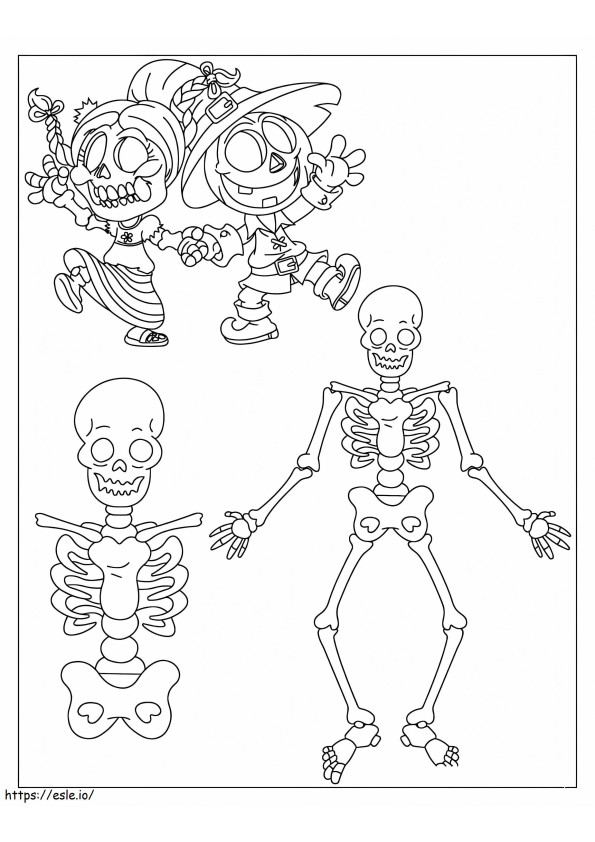 esqueleto familiar para colorir