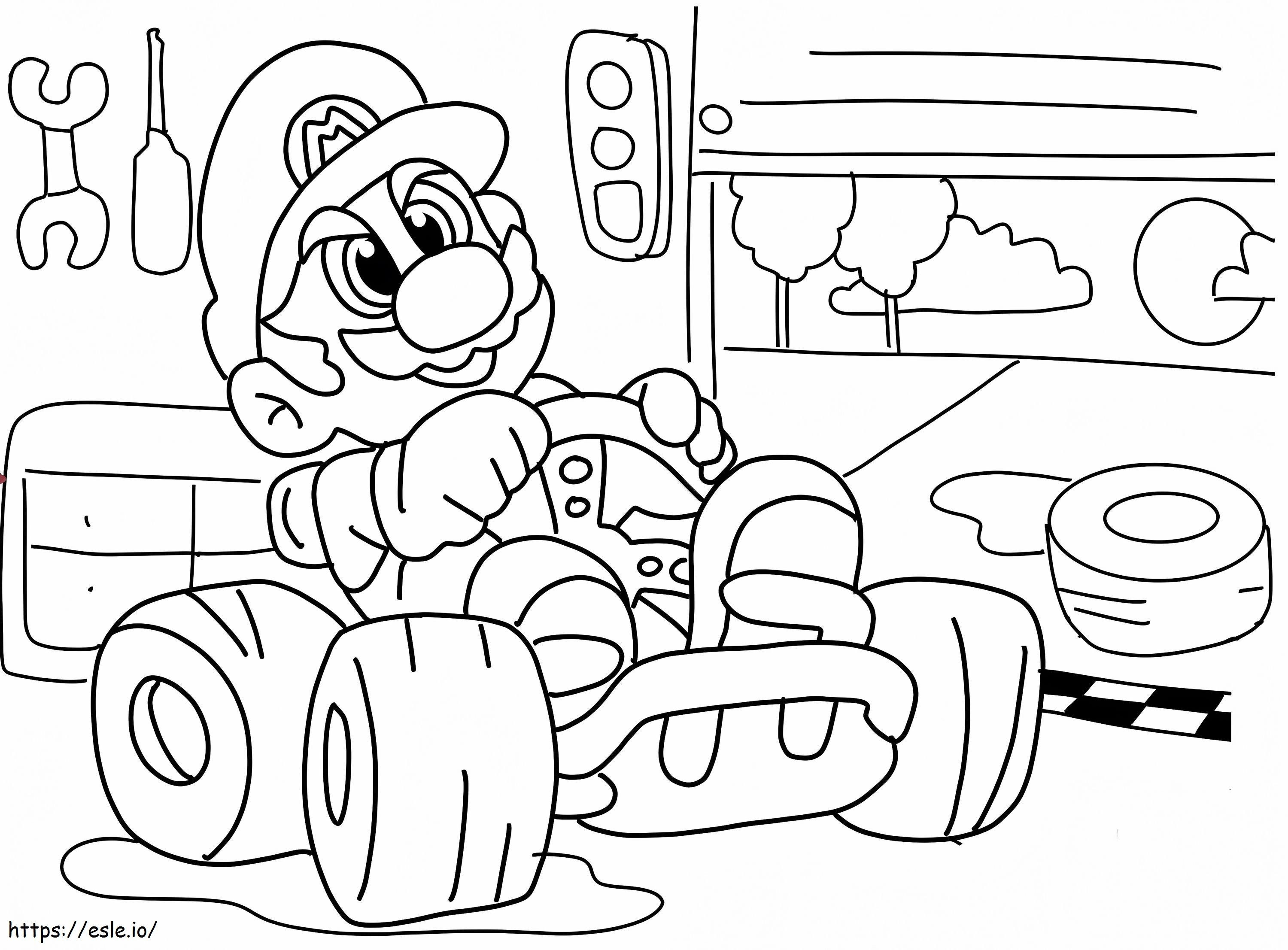 Coloriage Super Mario Racing à imprimer dessin