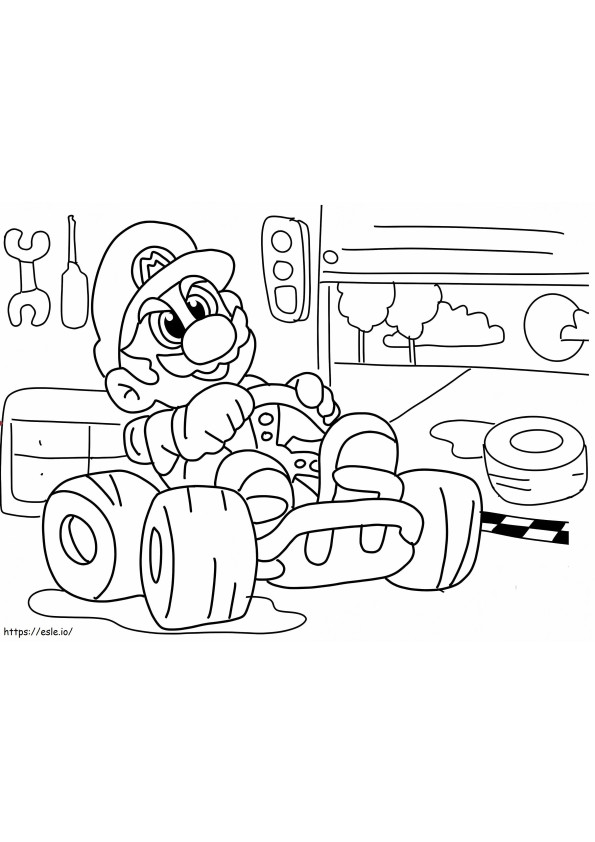 Coloriage Super Mario Racing à imprimer dessin