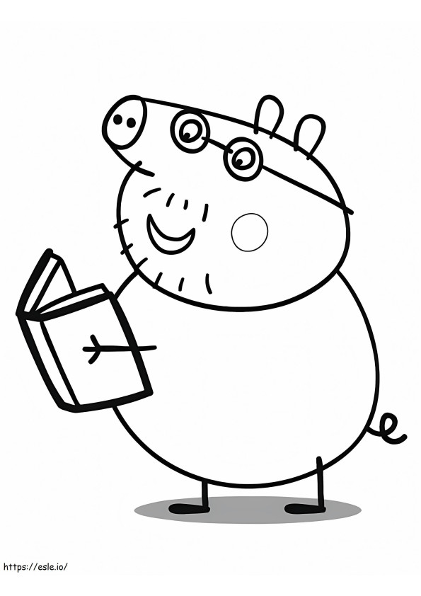 Daddy Pig Reads A Book coloring page