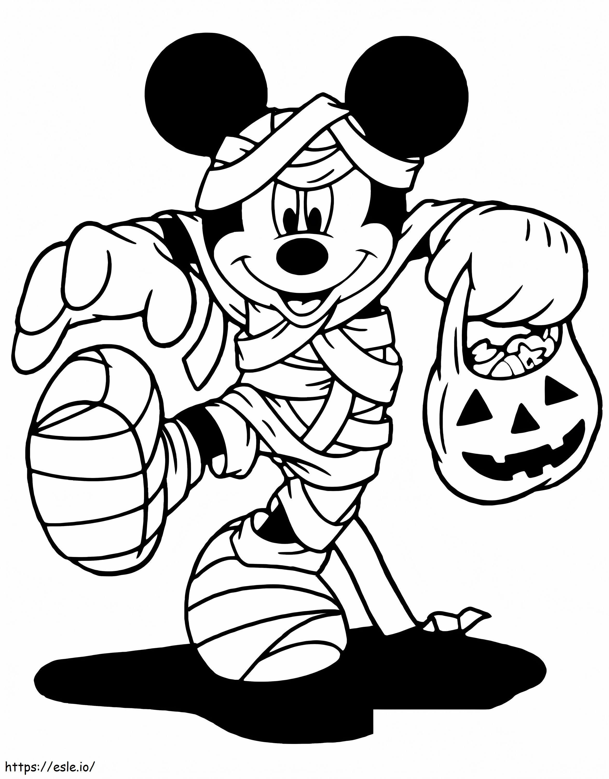 Doçura ou travessura com Mickey, a múmia para colorir