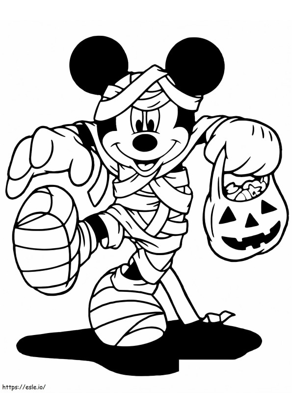 Coloriage Trick or Treat avec Mickey la momie à imprimer dessin