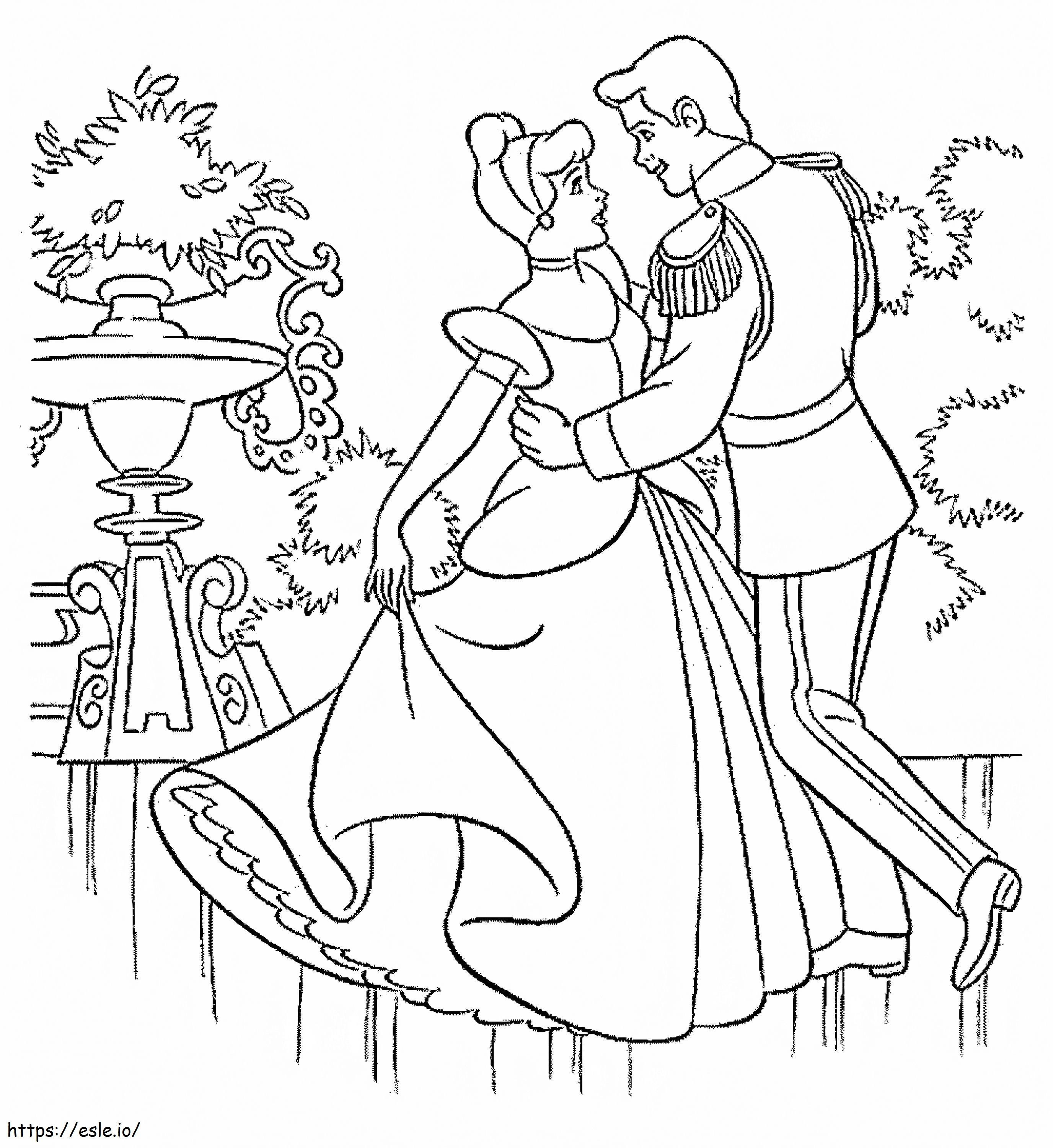 Beautiful Cinderella And The Prince coloring page