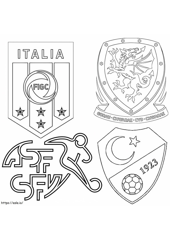 Coloriage Groupe A Italie Suisse Turquie Pays de Galles à imprimer dessin