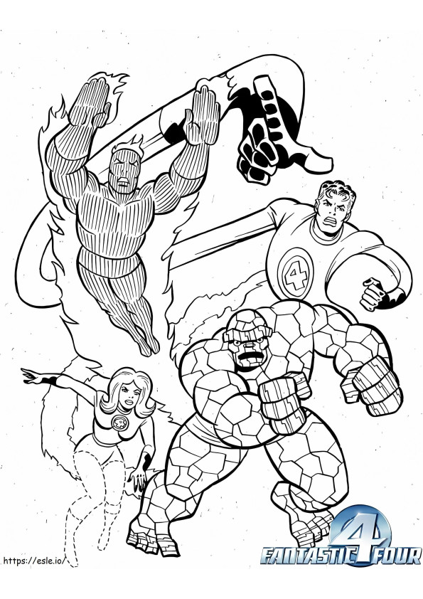 Mr Fantastic Invisible Woman The Human Torch The Thing de colorat