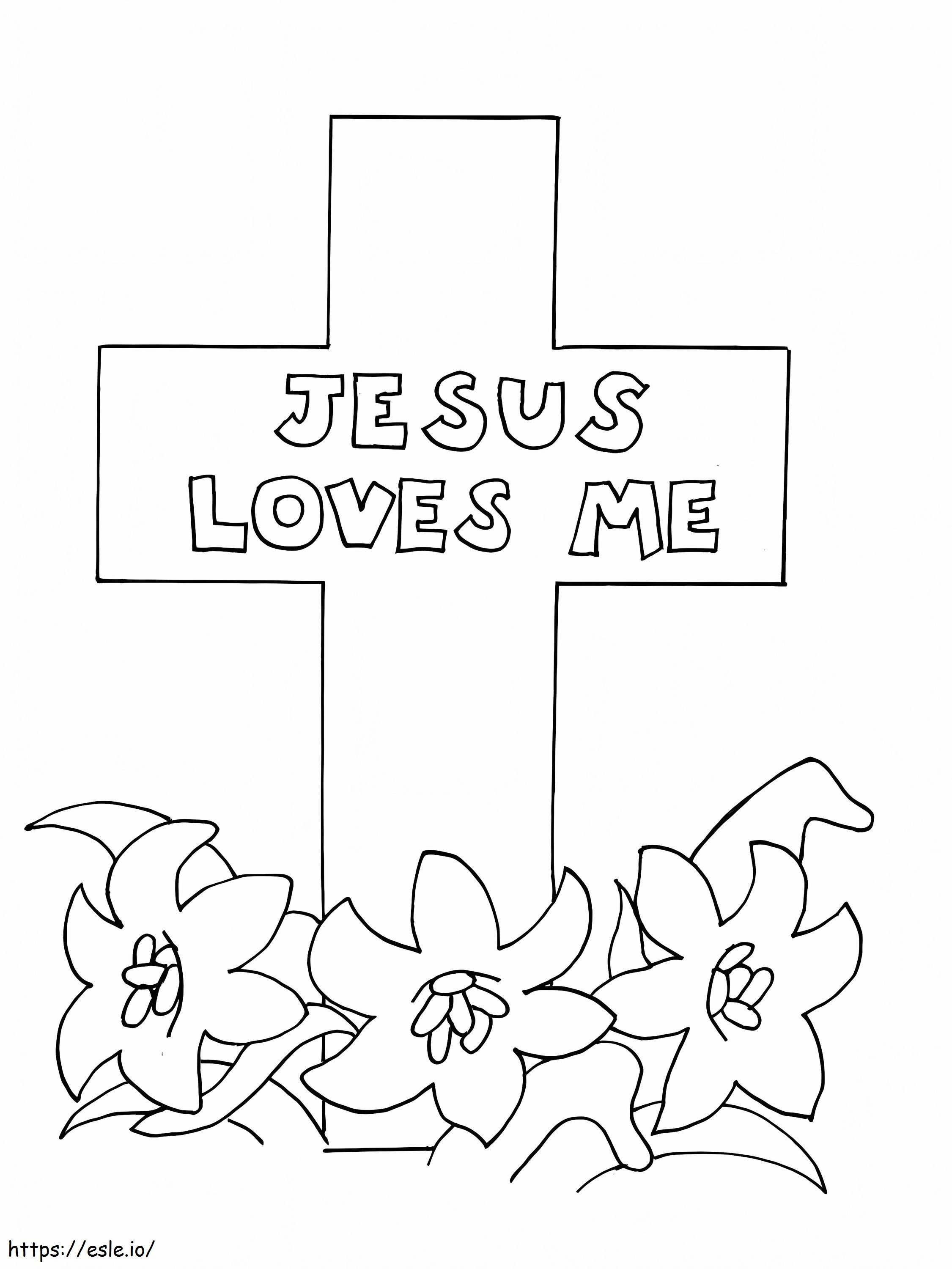 Cross With Three Flowers coloring page