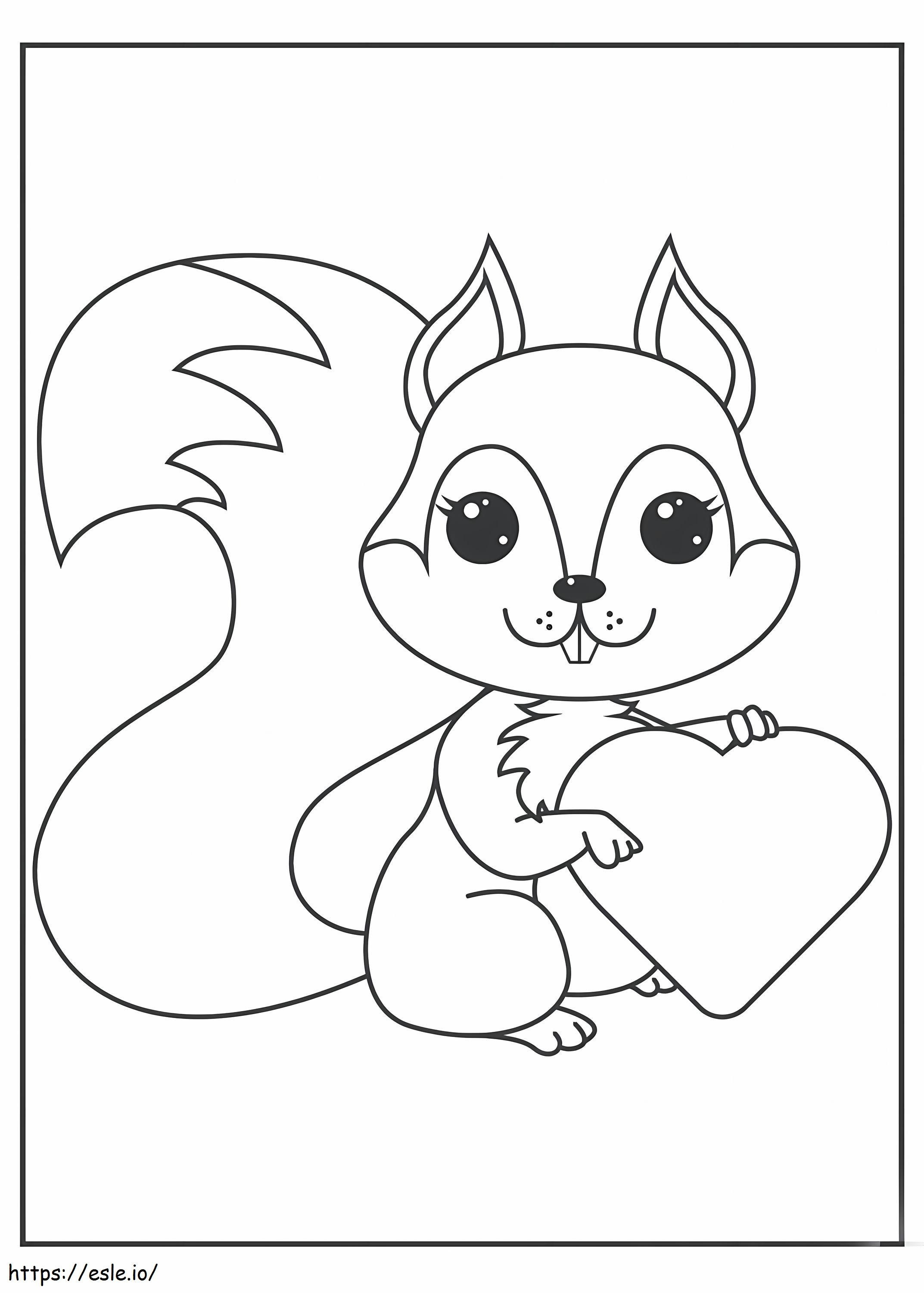 Coloriage écureuil, tenue, coeur à imprimer dessin