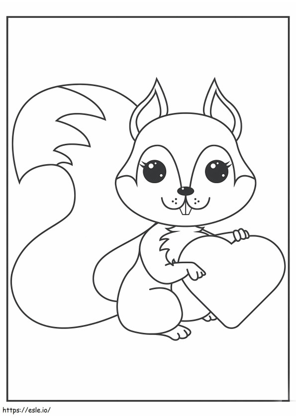 Squirrel Holding Heart coloring page