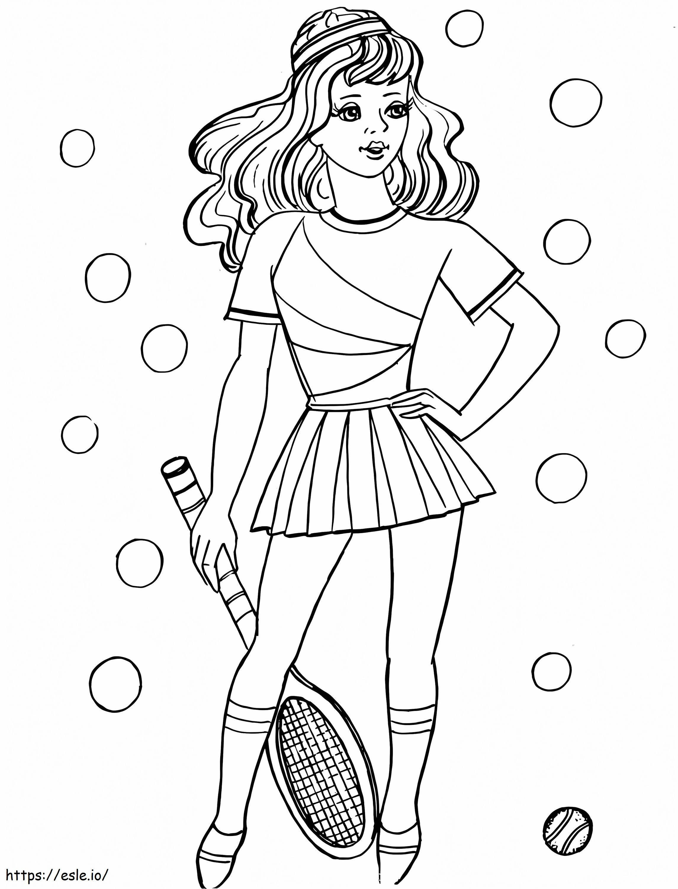 Beautiful Lady And Tennis coloring page