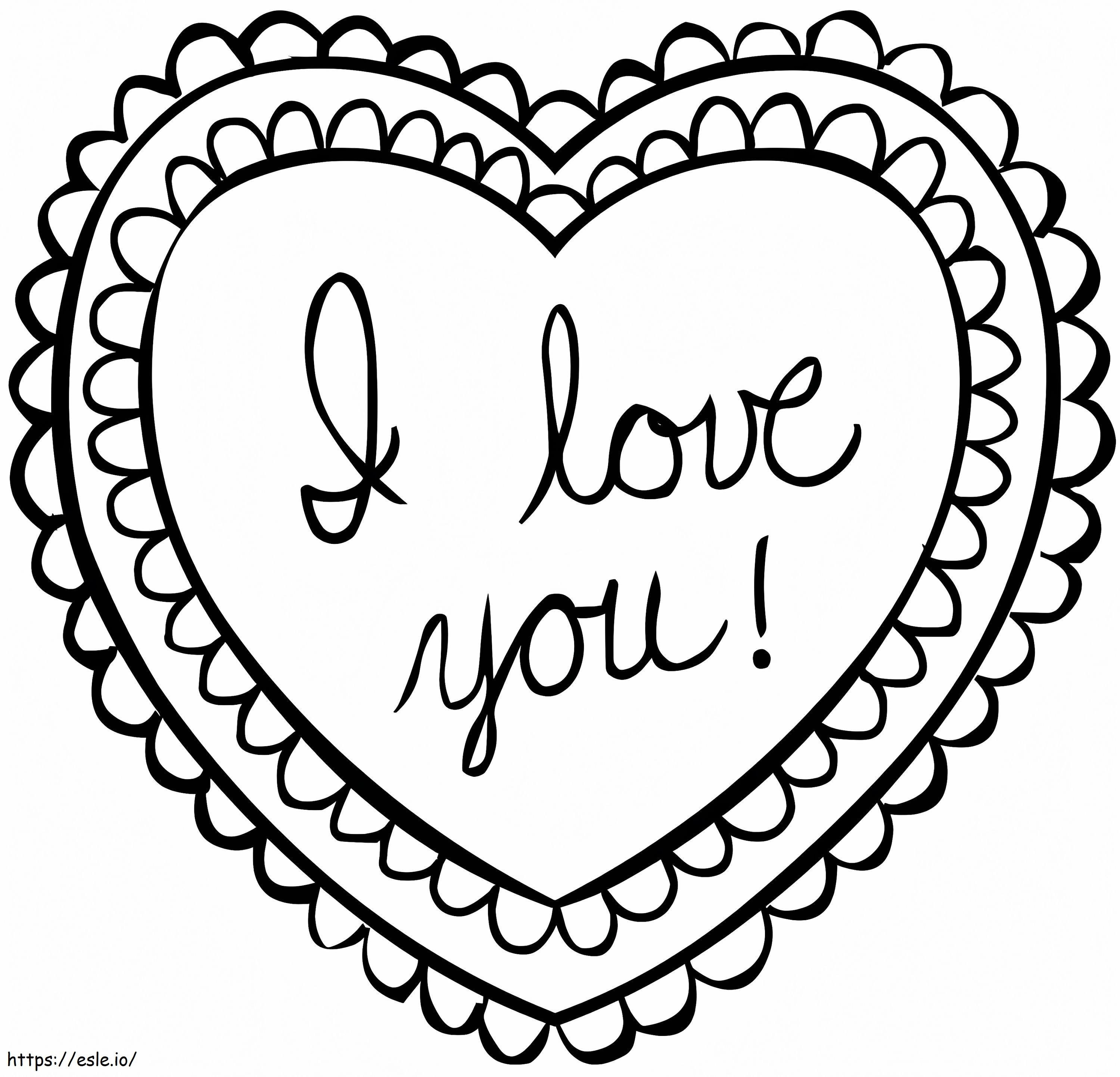 I Love You Valentine Heart coloring page