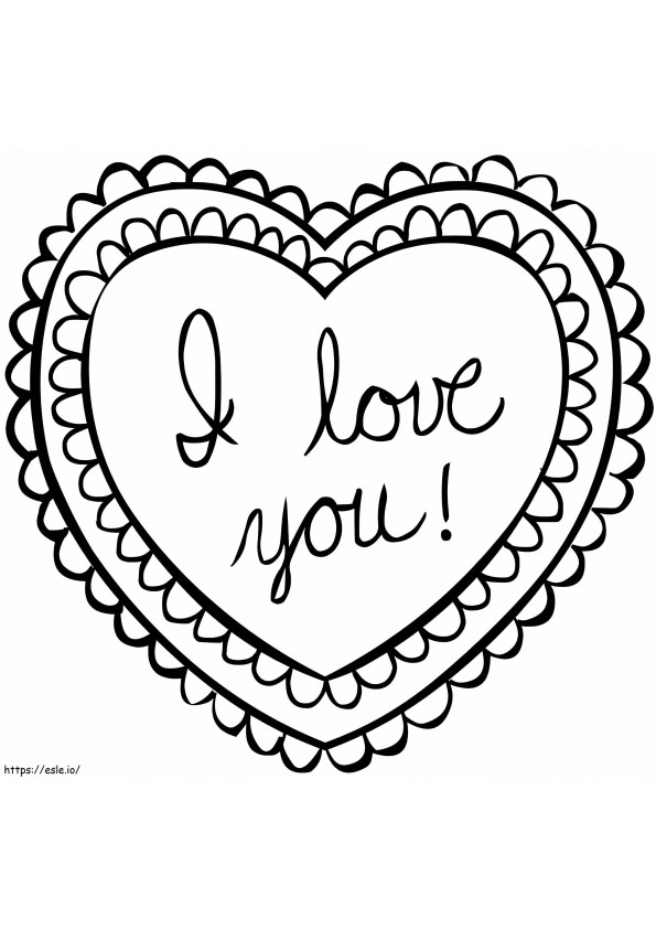 I Love You Valentine Heart coloring page