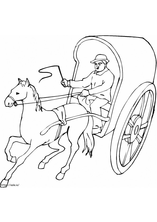 Horse Pulling Cart coloring page