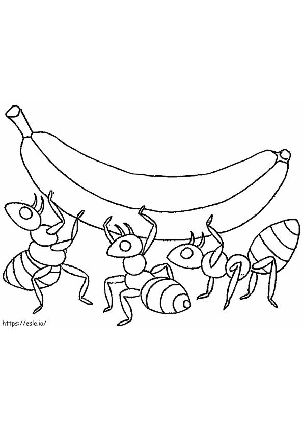 plátano en hormiga para colorear