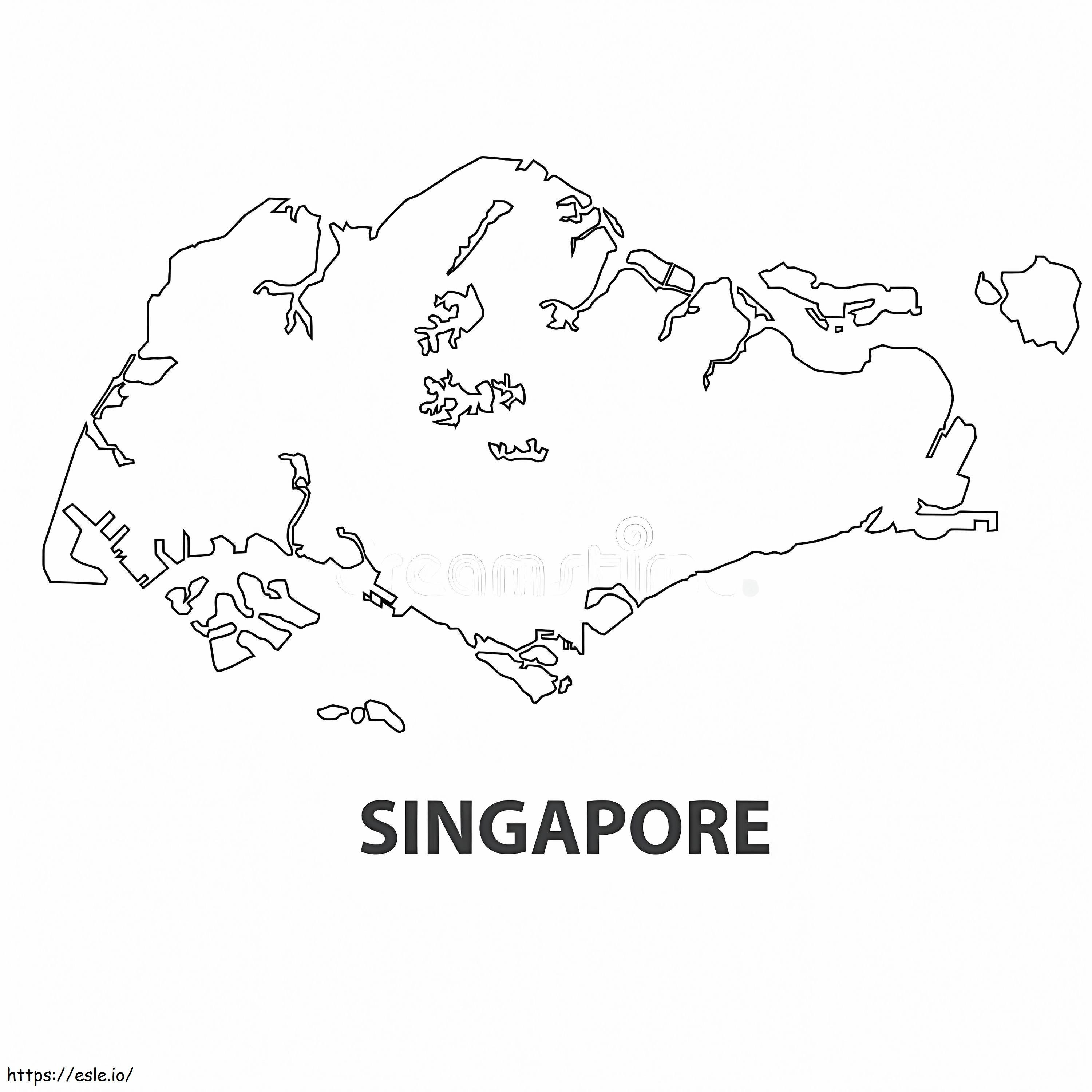 Página para colorir do mapa de Cingapura para colorir