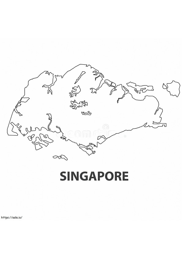 Pagina da colorare della mappa di Singapore da colorare