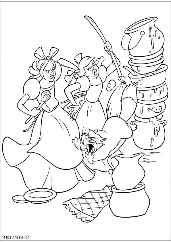 Personagens engraçados da Cinderela para colorir