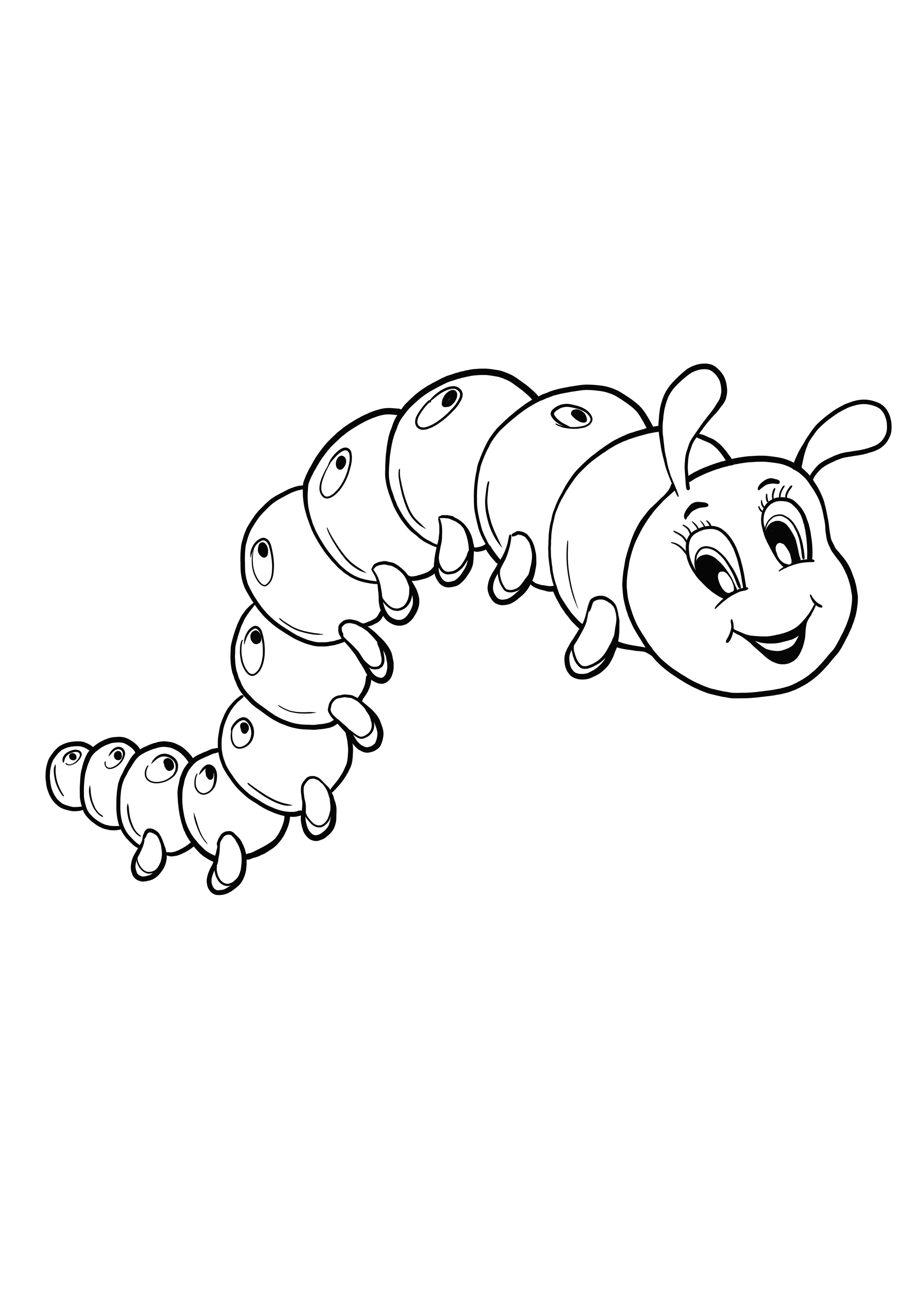 easy caterpillar free printing and coloring page