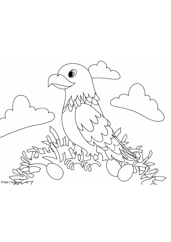 águila con huevos para colorear