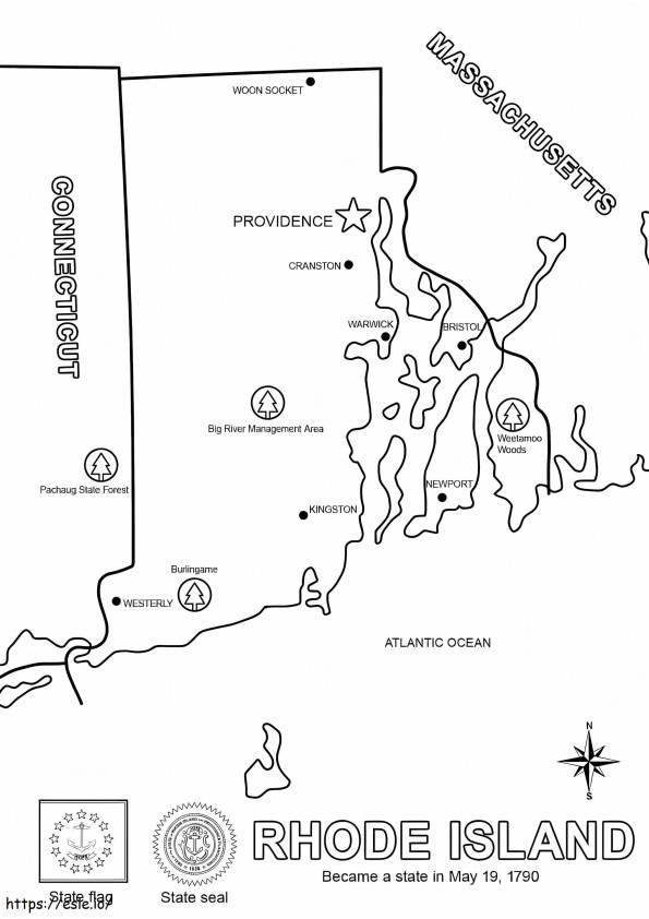 Mapa Rhode Island kolorowanka
