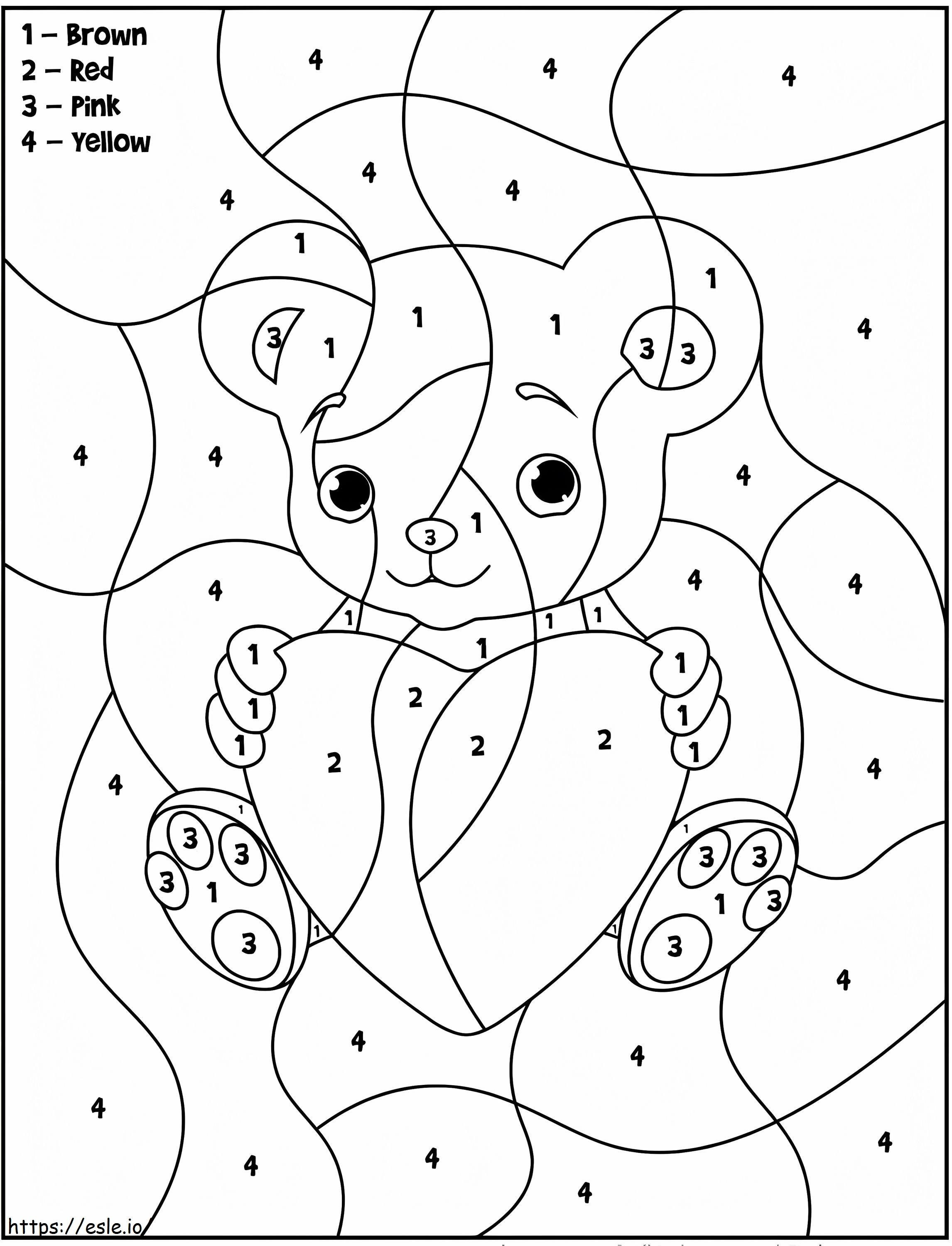 Cute Valentine Bear Color By Number coloring page