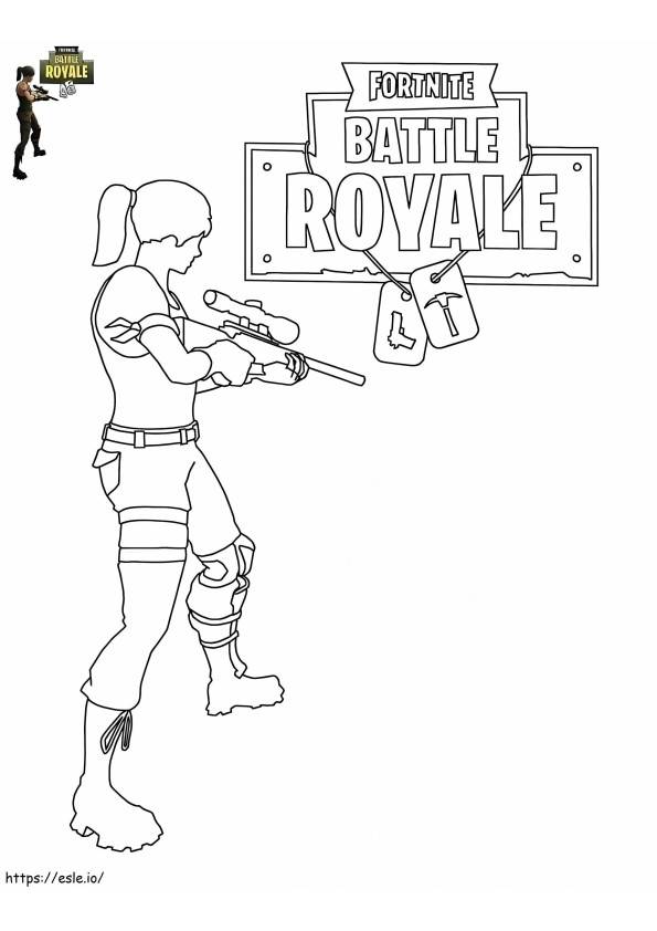 Girl In Fortnite Battle Royale A4 coloring page