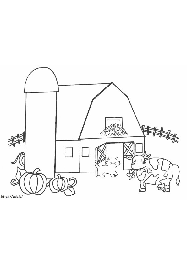 Coloriage Animaux mignons dans une ferme à imprimer dessin