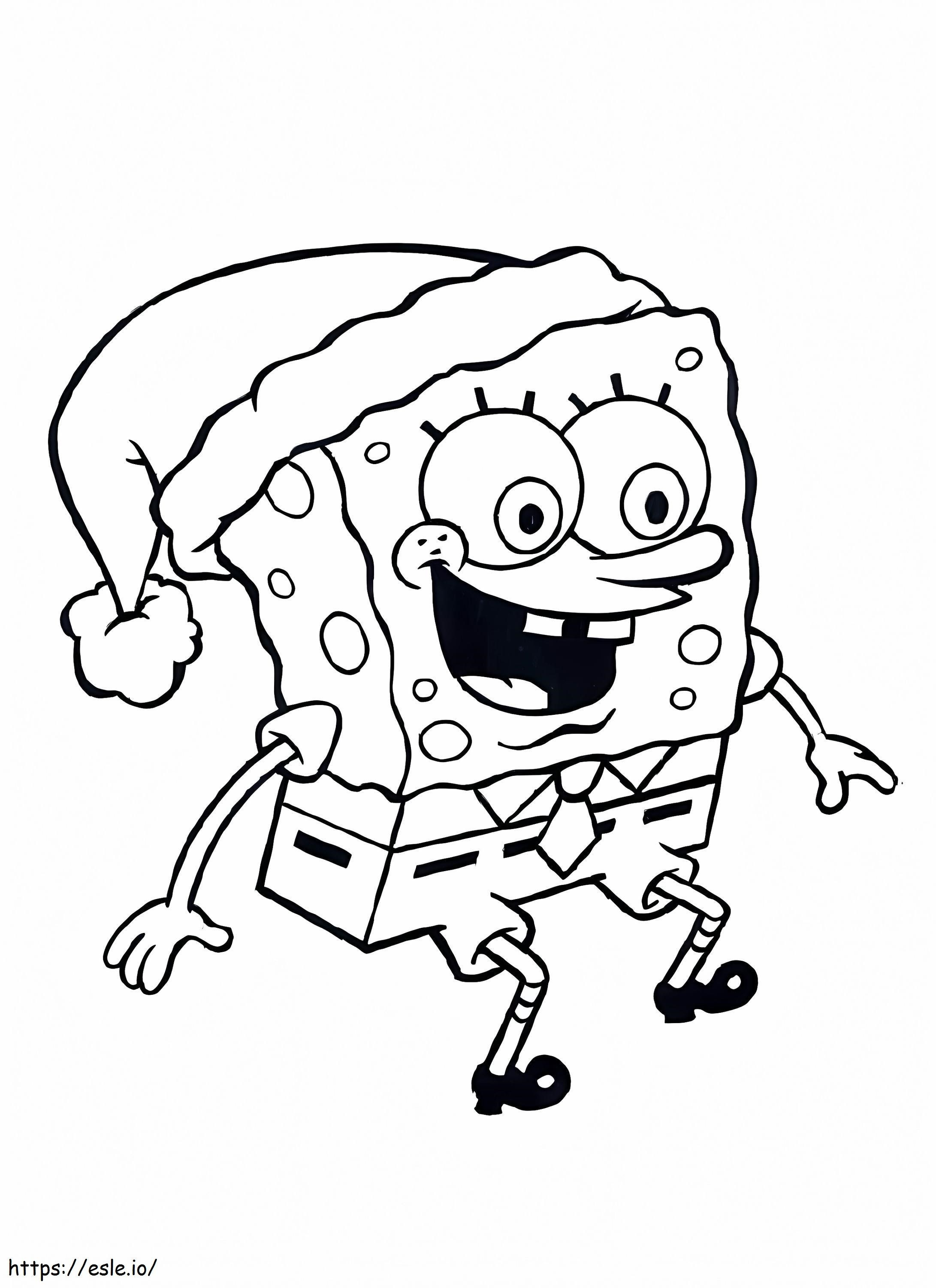 SpongeBob On Santa Hat coloring page
