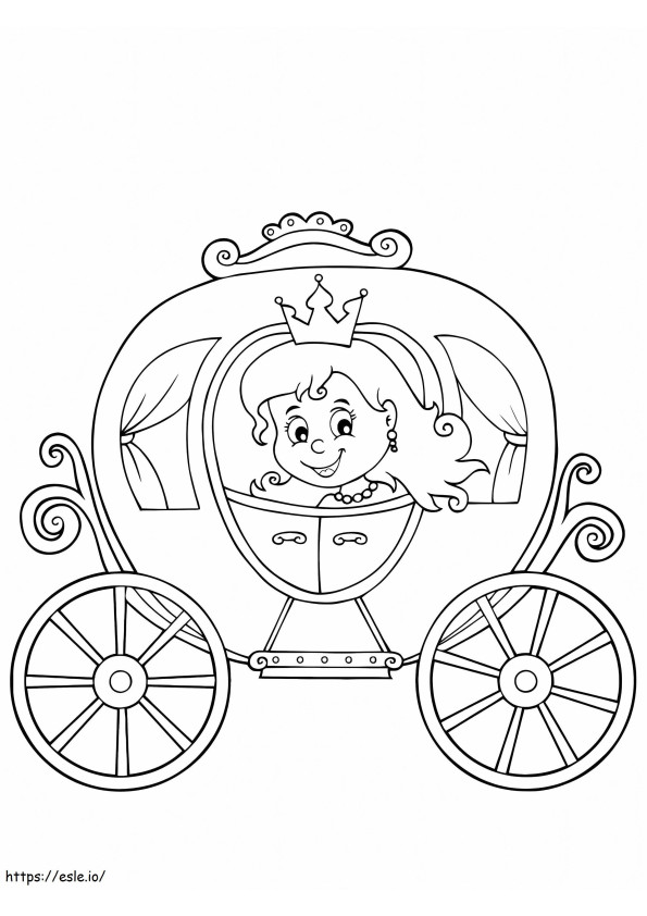 Coloriage princesse dans un chariot à imprimer dessin