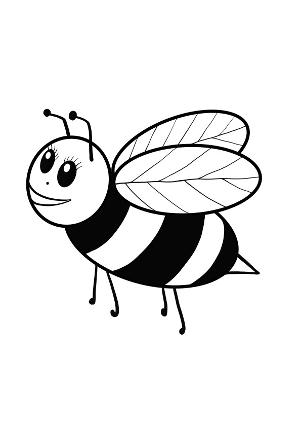full page bee free coloring page
