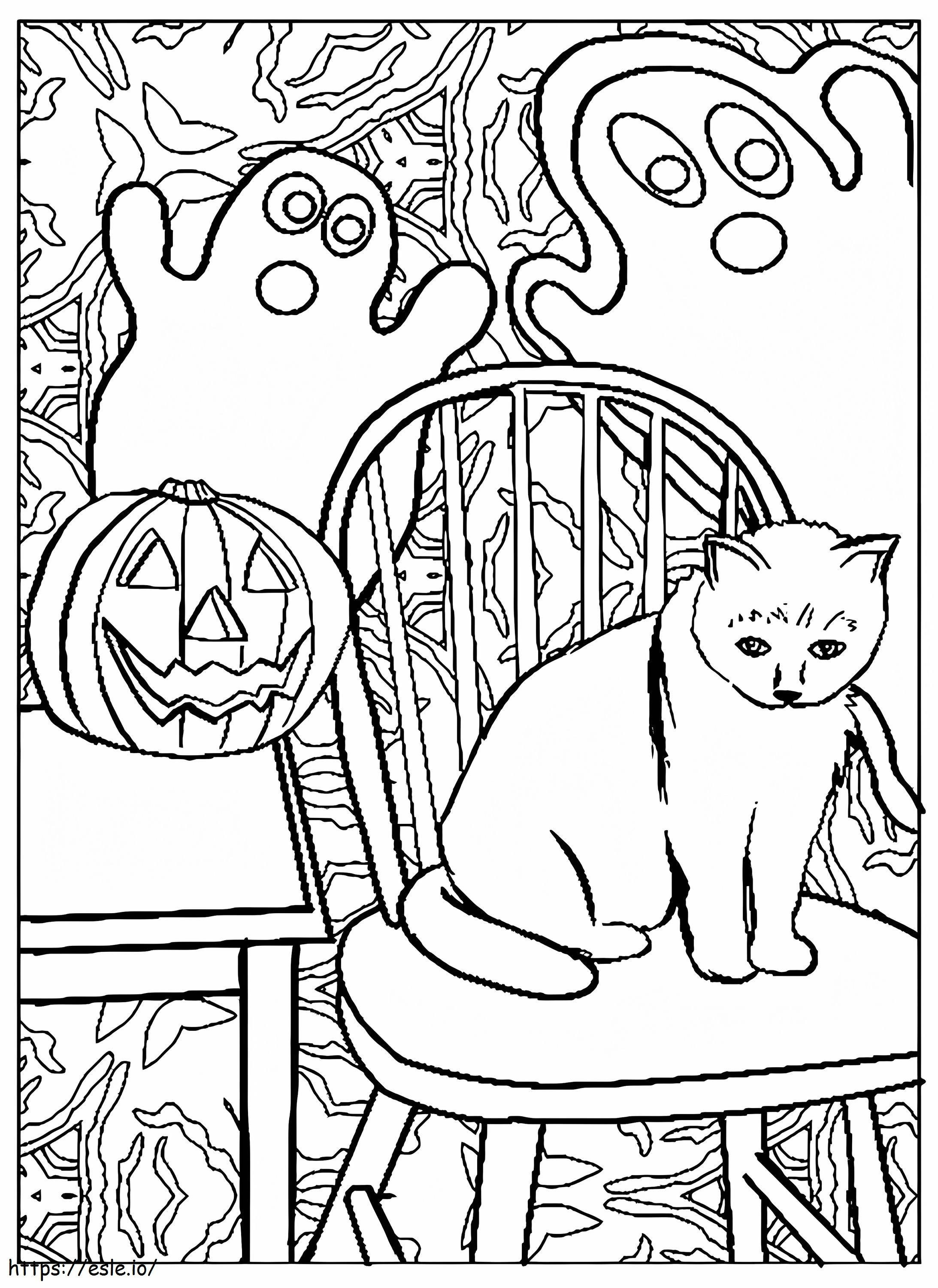 Chat A Halloween 746X1024 coloring page